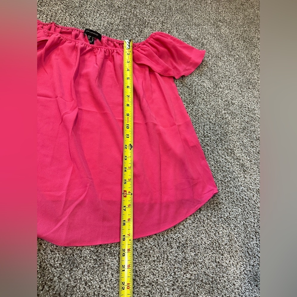 ATMOSPHERE ATELIER Size 10 M Hot Pink Ruffle Sleeve Crepe Blouse R $198 - Picture 4 of 7